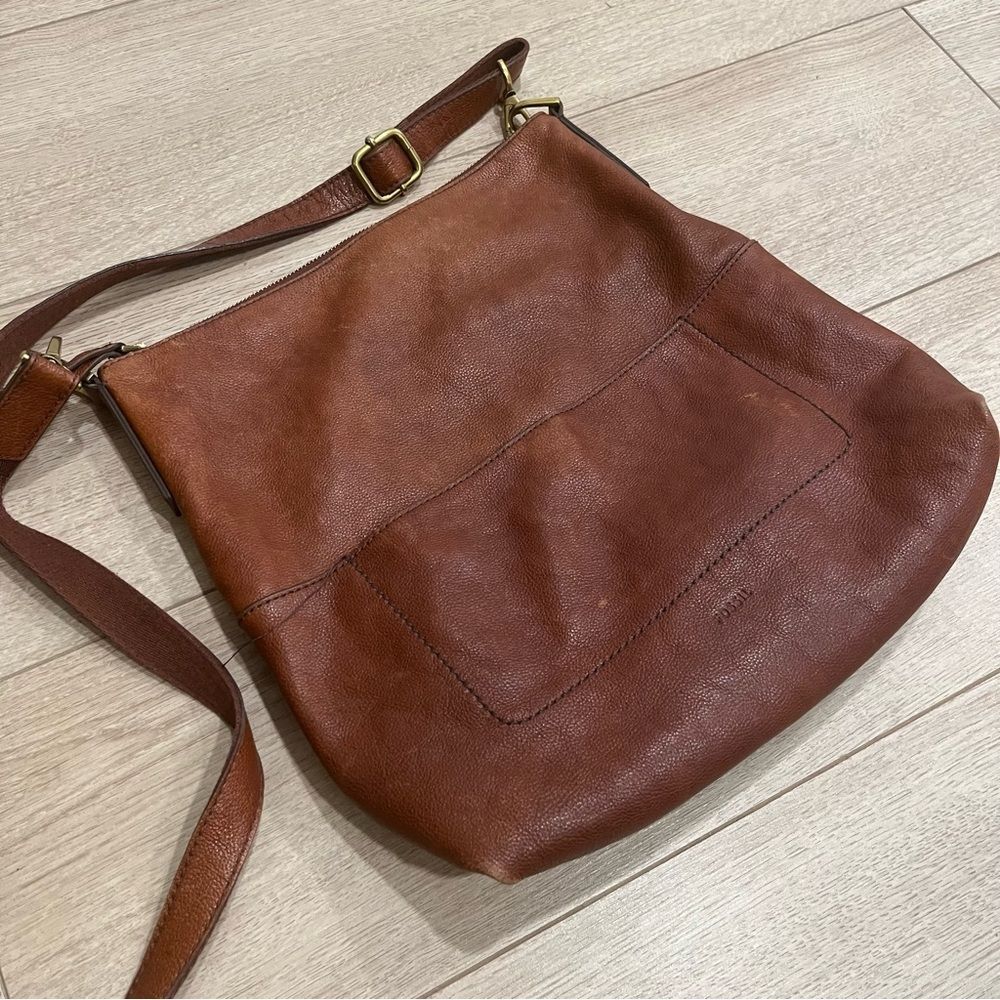 Fossil Brown Leather Hobo Bag